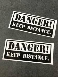 送料無料♪ 車間距離注意 DANGER KEEP DISTANCE ステッカー 黒色 2枚セット US アメ車 旧車 世田谷ベース US 所さん トコロ ステンシル