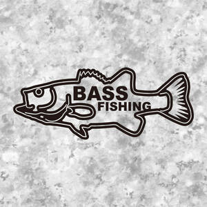 送料無料◆BASS Fishing バス釣り カッティングステッカー◆ブラック｜20×8cm｜超防水 UVカット 屋外使用可【C038】