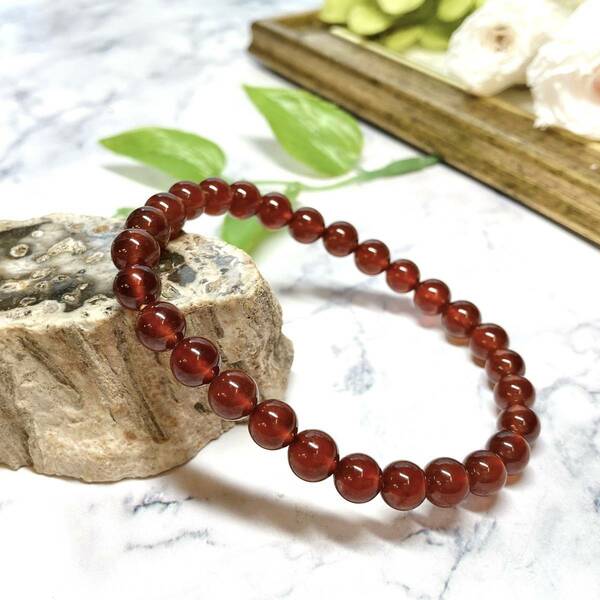 【E4095】オレンジガーネット＊A品質＊6-7㎜＊ブレスレット＊Garnet＊bracelet