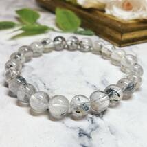 【E4733】スティブナイトinクォーツ8-9㎜＊ブレスレット＊Stibnite in Quartz＊bracelet_画像5