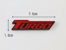 TURBO ターボ ロゴ プレート エンブレム シルバー×レッド メタル製 金属製 ステッカー シール 外装 汎用_画像5