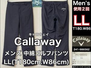 超美品 Callaway(キャロウェイ)メンズ 中綿 ゴルフ パンツ LL(T180cm.W86cm)使用2回 ブラックGOLF 秋冬 スポーツ アウトドア ボトムス 防寒