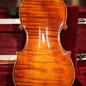 バイオリン セット 工房製トラ フレイム メープル 杢 虎杢 裏板一枚 単板 2022年 新作 オールドフィニッシュ 220103の画像1