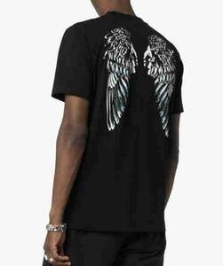 正規新品 19AW MARCELO BURLON マルセロ バーロン ブロン マルセロバーロン HEART WING ハートウイング リブネック Tシャツ 黒 XXS