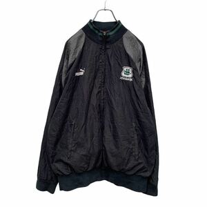 PUMA ジップアップ ナイロン ジャケット L ブラック グレー プーマ ロゴ スポーツ アウター 古着卸 アメリカ仕入れ a412-5196