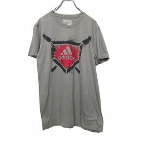 adidas 半袖 プリントTシャツ Sサイズ アディダス スポーツ 灰色 グレー 古着卸 アメリカ仕入れ a406-5510