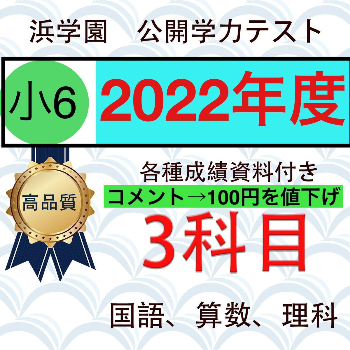 福袋 浜学園小6 年度 Vクラス復習テスト 分 3科目 国語