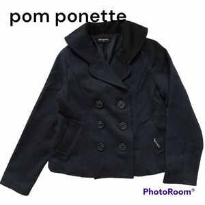 pom ponette ポンポネット 　コート　アウター　ネイビー　L　160 子供　ガールズ　女のコ　通学　普段着