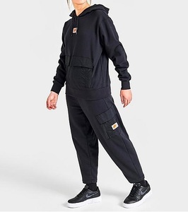 NIKE NSW パーカー パンツ セットアップ 黒 オレンジ US XL ナイキ レディース ウーブンパンツ 上下セット ブラック ダンス DX2324 DX2322