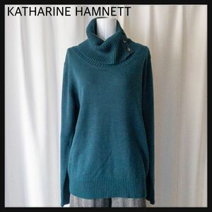 KATHARINE HAMNETT キャサリン ハムネット　タートルネックニット　ダークグリーン　ゆったり　LL 