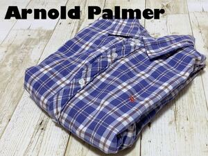 * free shipping * Arnold Palmer GO ARNIE GO Arnold Palmer old clothes long sleeve check pattern shirt men's 3 blue tops used prompt decision 