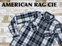 ☆送料無料☆ AMERICAN RAG CIE アメリカンラグシー 古着 長袖 チェック柄 ダブルフラップポケット シャツ メンズ L ブルー トップス 中古 _画像1