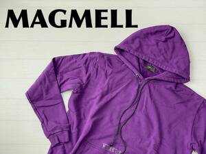 ☆送料無料☆ MAGMELL マグメル 未使用 プルオーバー ダメージ加工 ビッグシルエット パーカー バックプリント メンズ F パープル トップス