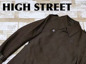 ☆送料無料☆ HIGH STREET ハイストリート 古着 ステンカラー コート メンズ M ブラウン ライナー付き アウター 中古 即決