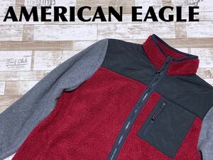 ☆送料無料☆ AMERICAN EAGLE アメリカンイーグル 古着 フリース ジャケット メンズ L レッド トップス 中古 即決