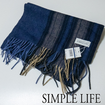 ☆ SL64 新品!シンプルライフ カシミヤ混 ストライプ柄 マフラー SIMPLE LIFE クリックポスト対応_画像3