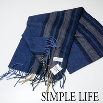 ☆ SL64 新品!シンプルライフ カシミヤ混 ストライプ柄 マフラー SIMPLE LIFE クリックポスト対応_画像2