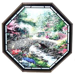 Art hand Auction Thomas Kinkade Vintage Vidrieras Puente de la Fe Grandes Maestros de Vidrio Octagonal Disney Tiffany Toronto Canadá, Artesanía, Vaso, Vidrio artesanal