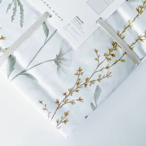 新品 ZARA HOME ザラホーム マルチカラー ポピー フラワー プリント フラットシーツ シングル マルチカバー 花柄 白 オフホワイト