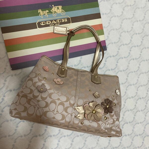 COACH シグネチャー 花　トートバッグ　美品