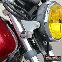 汎用 丸形ミニヨーロピアンウインカー シルバー/クリア M10*76mm取付ステー付 2個SET/HONDA KAWASAKI SUZUKI YAMAHA【送料800円】_画像5