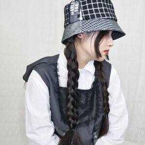 切り替えデザインバケットハット0004BK meikeiinハンドメイド新品