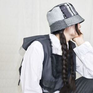 切り替えデザインバケットハット0004BK meikeiinハンドメイド