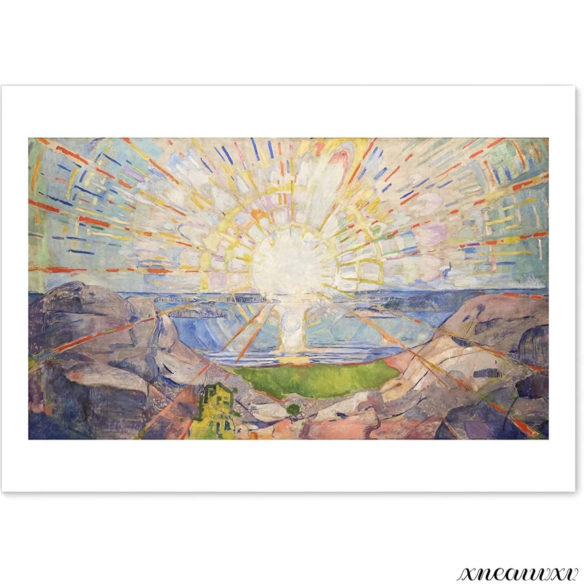 Munch Art Poster Sun Meisterwerk Reproduktion Innenraum Dekor Dekoration Leinwand Gemälde Wandbehang Hergestellt in Japan Geschenk Wunderschönes Landschaftsgemälde, Malerei, Ölgemälde, Natur, Landschaftsmalerei