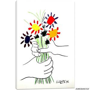 Art hand Auction Großes Picasso-Kunstpanel „Blume der Freundschaft, Reproduktion, Innenwandbehang, Raumdekoration, dekoratives Gemälde, Leinwand, abstraktes Gemälde, stilvolle Wandkunst, Kunstwerk, Malerei, Pastellzeichnung, Buntstiftzeichnung