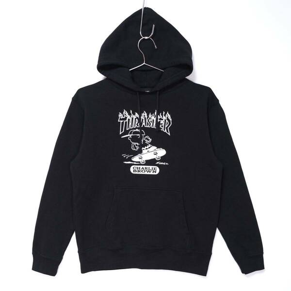 【送料無料】THRASHER(スラッシャー)×PEANUTS(ピーナッツ)/SWEAT PARKA/スウェットパーカー/チャーリー・ブラウン/ブラック/Mサイズ