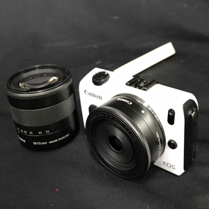 1円 CANON EOS M EF-M 22mm 1:2 STM 18-55mm 1:3.5-5.6 IS STM ミラーレス一眼 カメラ レンズ L1103