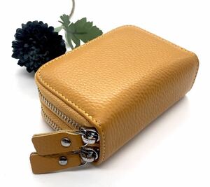 ミニ財布 コインケース カードケース 大容量 メンズ レディース 本革 黄色