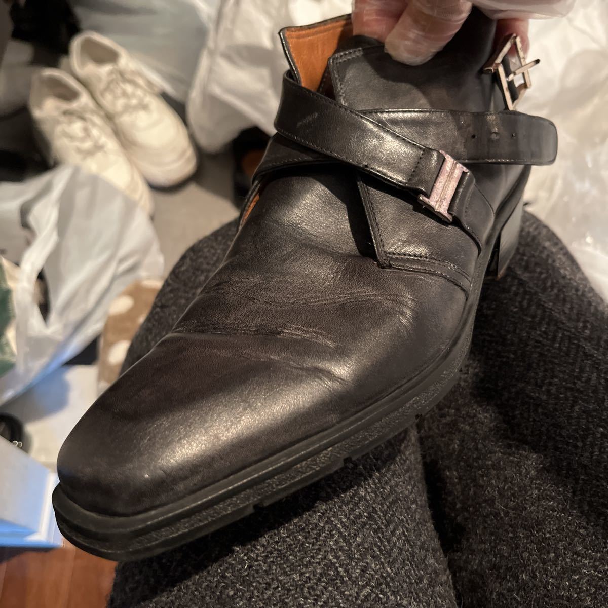 DOLCE&GABBANA ドルガバ レースアップブーツ 4002 ペンキ加工