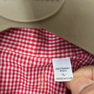 ウエスタンギンガムチェックコットン100%長袖シャツ　メイドインUSA サイズ表示ラージ　スタジャン　キャンプ　お値打ち品