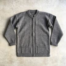 【Traditional GUERNSEY LE TRICOTEUR】ル トリコチュール ウールガンジーカーディガン/グレー 極上 グットコンディション 旧タグ 70s80s_画像2