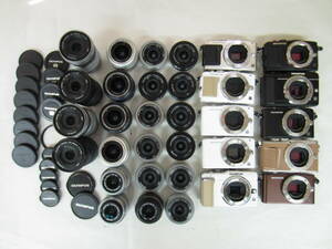 (2769)ジャンク カメラ レンズ OLYMPUSオリンパス PENLite E-PL5 M.ZUIKO14-42mm3.5-5.6等まとめて大量セット32点 動作未確認 同梱不可