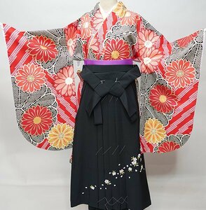 二尺袖 着物 袴フルセット ジュニア用へ直し 135cm～150cm 大正浪漫 袴変更可能 卒業式 新品（株）安田屋 NO19325-2