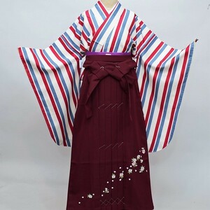  kimono hakama set Junior for . correcting 144cm~150cm 100 flower .. graduation ceremony . please! new goods ( stock ) cheap rice field shop NO26376-03