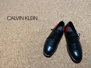 0 Calvin Klein side line dress shoes / Calvin Klein leather shoes plain tu Raf Simons black black red 7 Mens #Sirchive