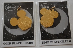 O ディズニー　GOLD PLATE CHARM　スペシャルチャームくじ　Wチャンス景品　ミッキー ミニー　2点セット　ゴールドプレートチャーム