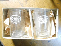 昭和レトロ　未使用　４０年代　キリンジュース　ガラスコップ２個　ビール　レモン　食器　ビンテージ　飾り　店舗雑貨_画像1