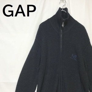 [ популярный ]GAP/ Gap Zip выше вязаный блузон внешний черный размер M Old /S5230