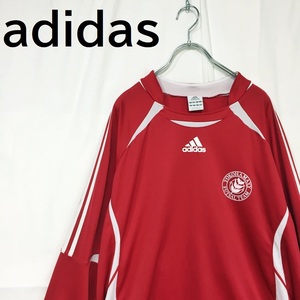 【人気】adidas/アディダス フットサルチーム ウェア 長袖 サッカー ポリエステル100％ レッド サイズXO/S5266