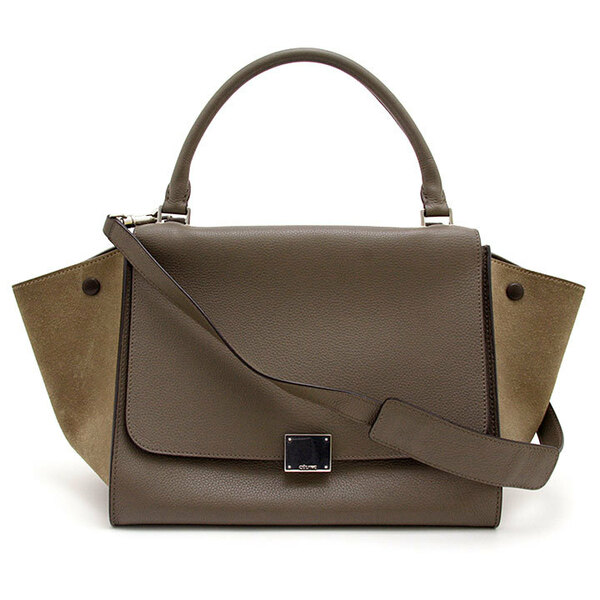 中古良品 セリーヌ ハンドバッグ トラペーズ 169543 ベージュ CELINE 2way ショルダーバッグ スエード レザー グレージュ イタリア製