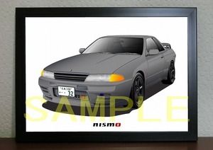 希望ナンバー NISSAN 日産 BNR32 GTR nismo ニスモ デジタルイラスト自動車アート A4 SKYLINE スカイライン