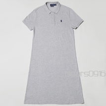 USED美品 日本正規品 POLO RALPH LAUREN THE MESH MINI ポロ ラルフローレン ポニー ワンポイント メッシュミニ ポロワンピース グレー M _画像6