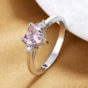 S925 CZ diamond pink zirconia Heart ring 12 number ring free shipping 