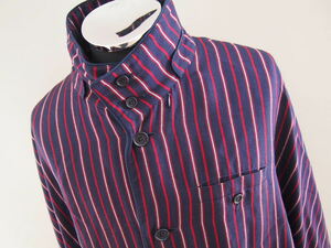  Rico * cape * front opening poncho * made in Japan * stand-up collar * stripe pattern *F size *RICO