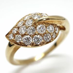 高品質!!《Queen Jewelry (クイーンジュエリー) K18YG(750) 天然ダイヤモンド パヴェリング》4.9g 14号 指輪 diamond ring ジュエリーED1j