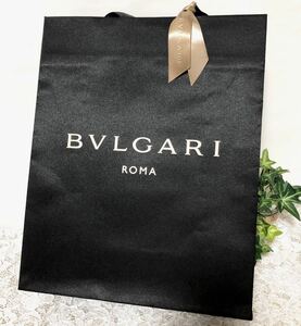 ブルガリ「 BVLGARI 」ショッパー 布張り(1715) 正規品 ショップ袋 ブランド紙袋 ブラック×金ロゴ 26×32×11.5cm 小さめバッグサイズ